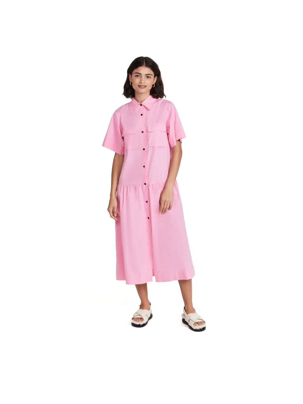 S/W/F Midi Shirt Dress Pink